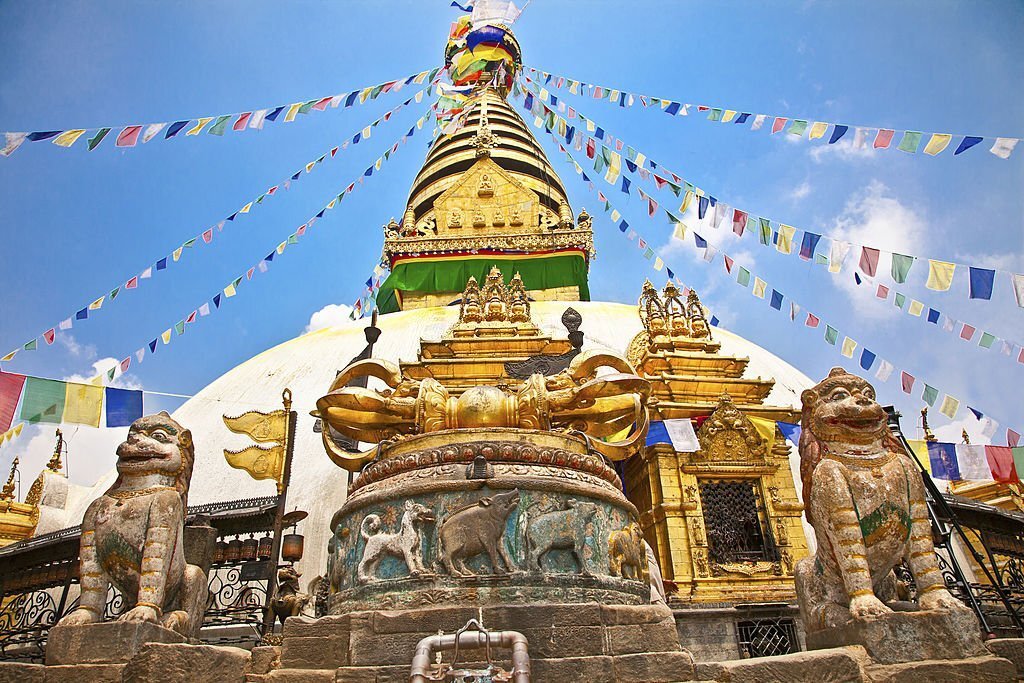 Stupa in Swayambhunath  Monkey temple in Kathmandu, Nepal.